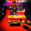 Red USA Flag Guitar 
